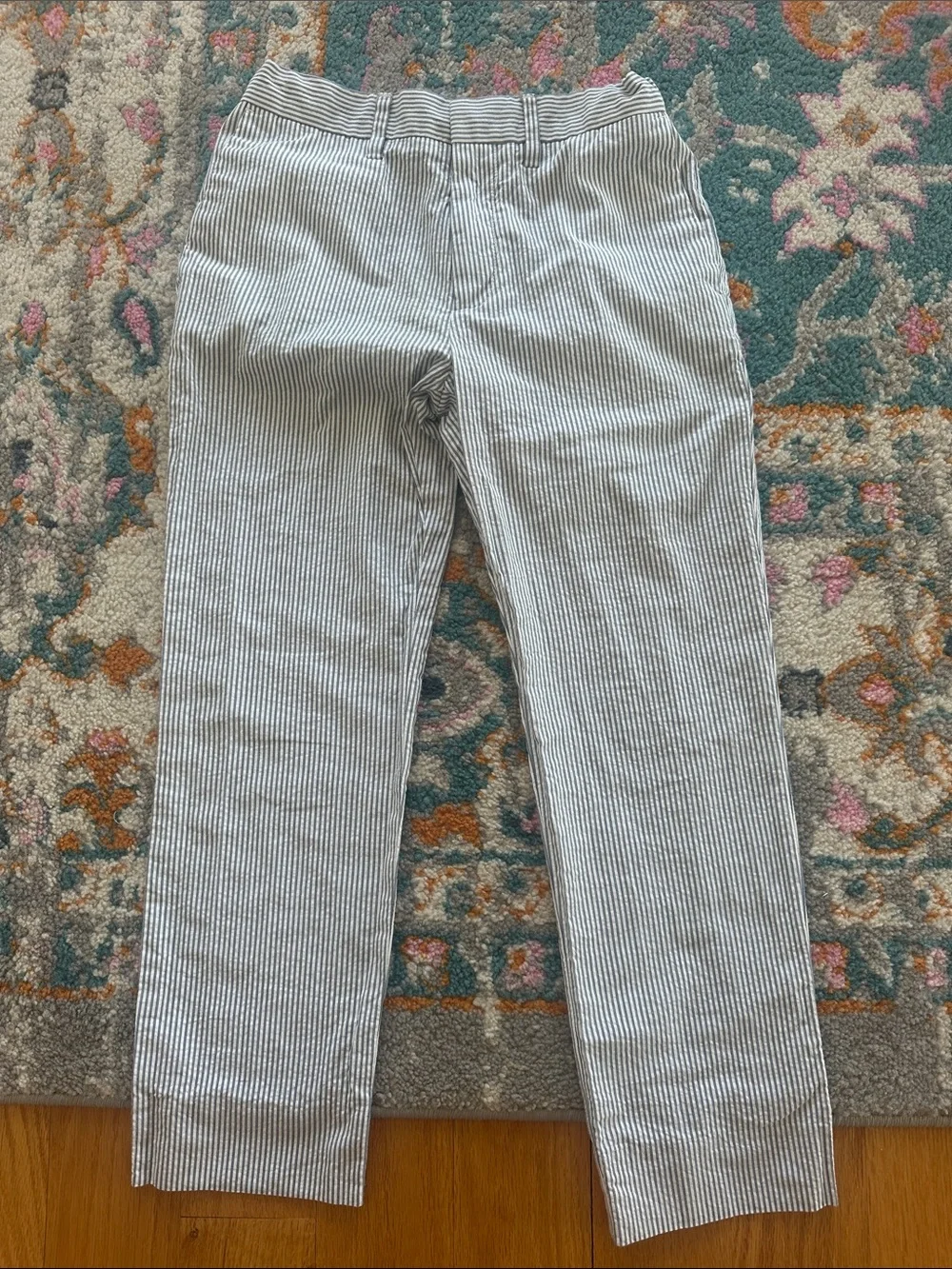 Boys Seersucker Dress 2 piece suit - Blue/White Stripe (crewcuts) size 8